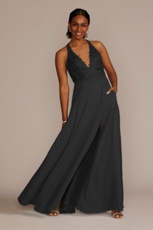 Halter Lace and Georgette Bridesmaid ...